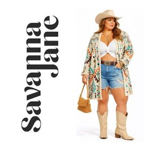 SAVANNA JANE Boutique Boho Western Aztec Cardigan Sweater